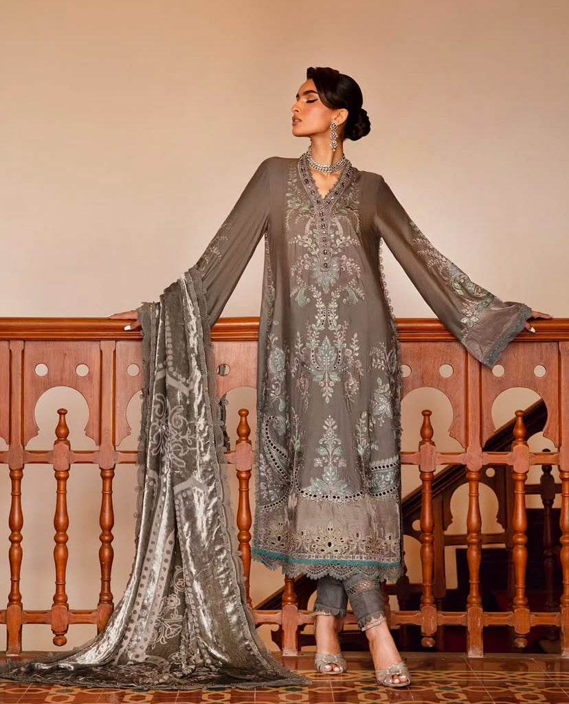 MARIA.B MARINA UNSTITCHED EMB 3PC - City Cloth House