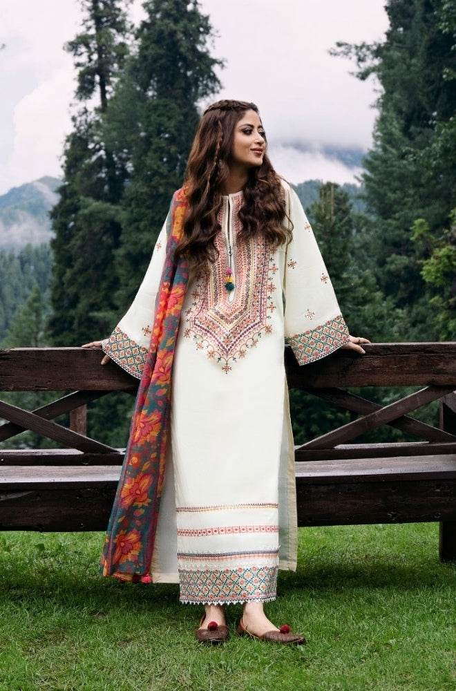 ZARA SHAHJAHAN LUXURY LAWN UNSTICH EMB 3PC - City Cloth House