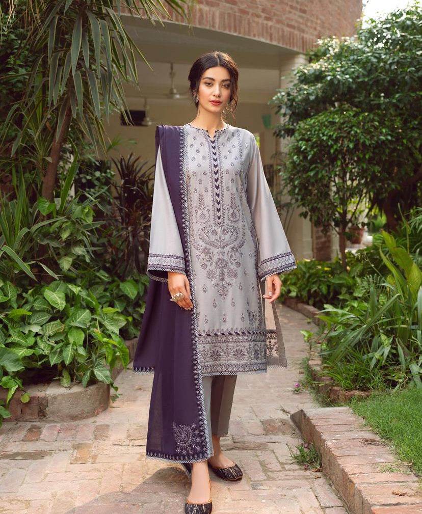 JAZMIN LAWN PREMIUM UNSTITCHED EMB 3PC - City Cloth House