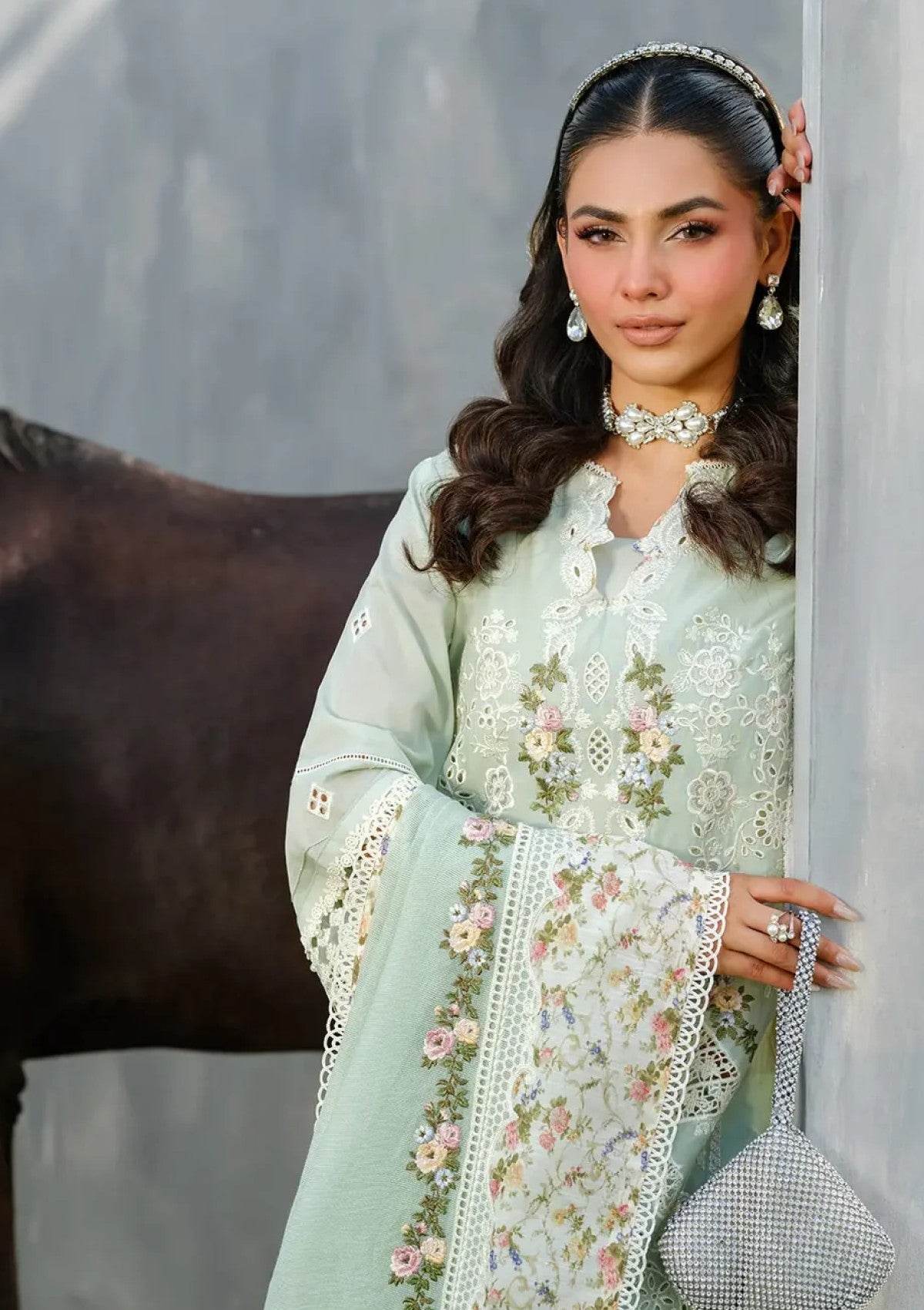 ELAF LAWN UNSTITCH EMB 3PC FROSTEL ELH-4B - City Cloth House