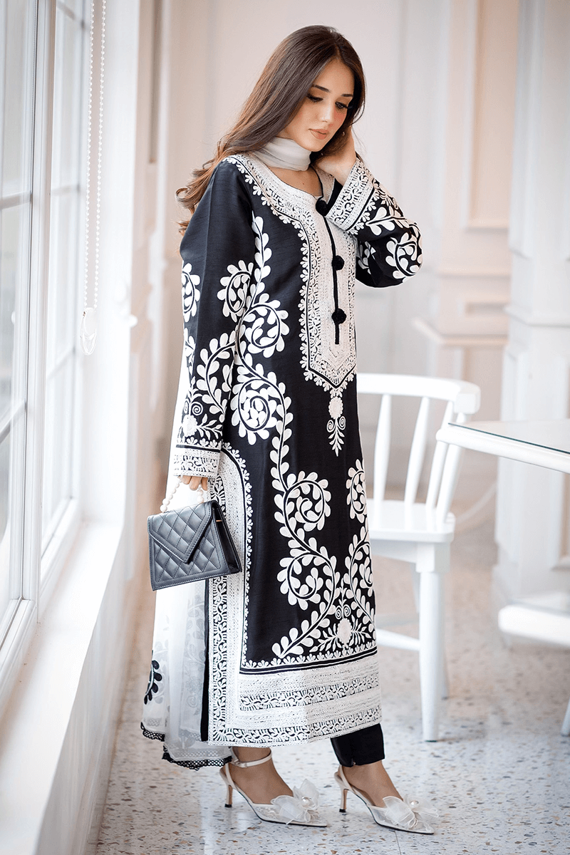 ZARKASHA LINEN UNSTITCHED EMB 3PC