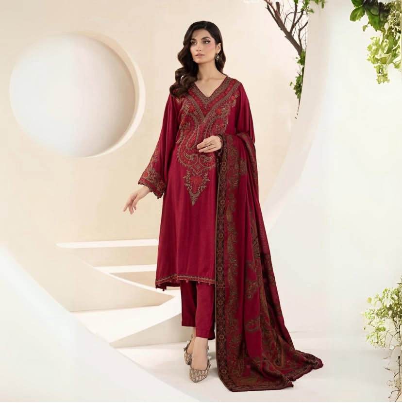 MARIA.B DHANAK UNSTITCHED EMB 3PC - City Cloth House