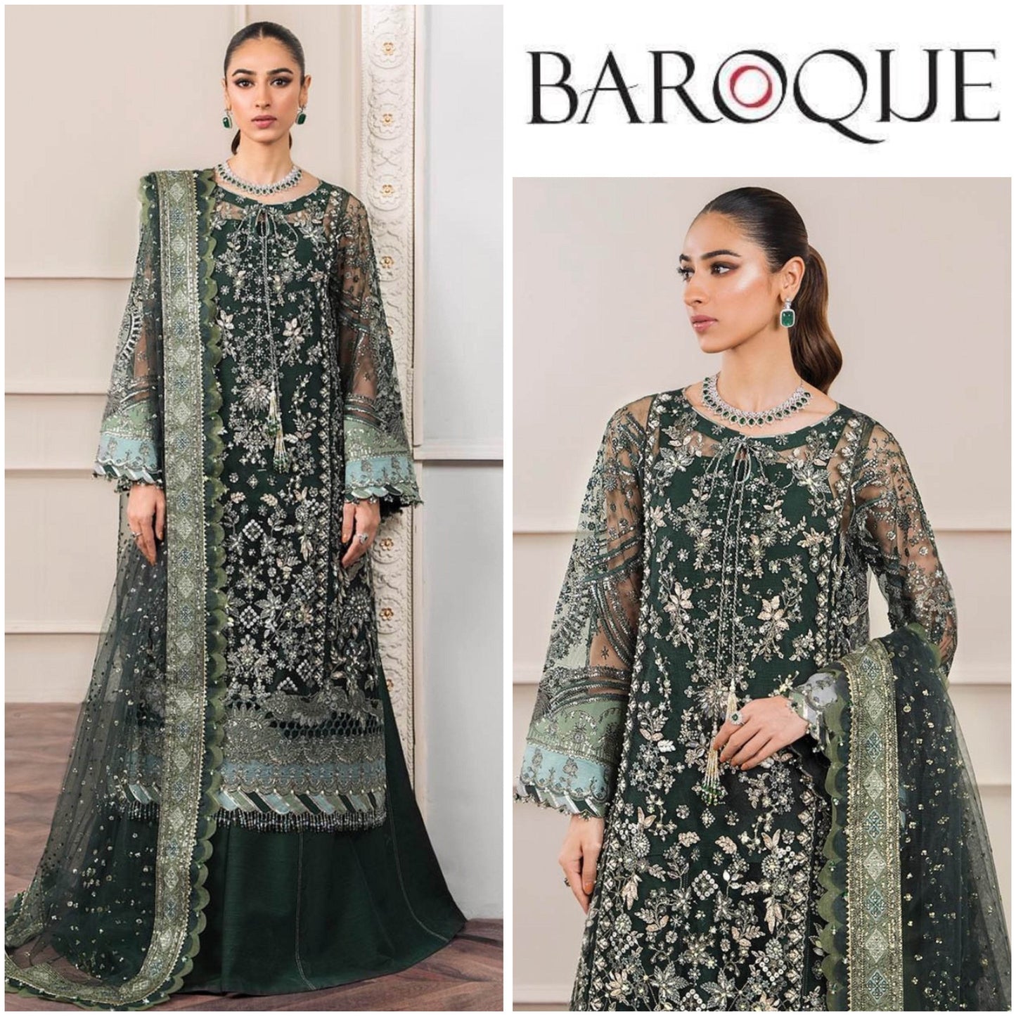 BAROQUE NET UNSTITCHED EMB SUIT - City Cloth House