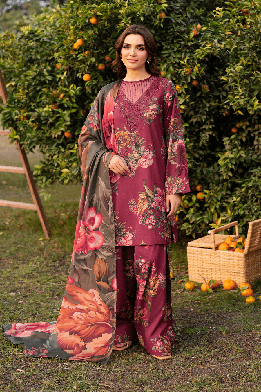 BAROQUE LAWN PRINTED UNSTICH 3PC - City Cloth House