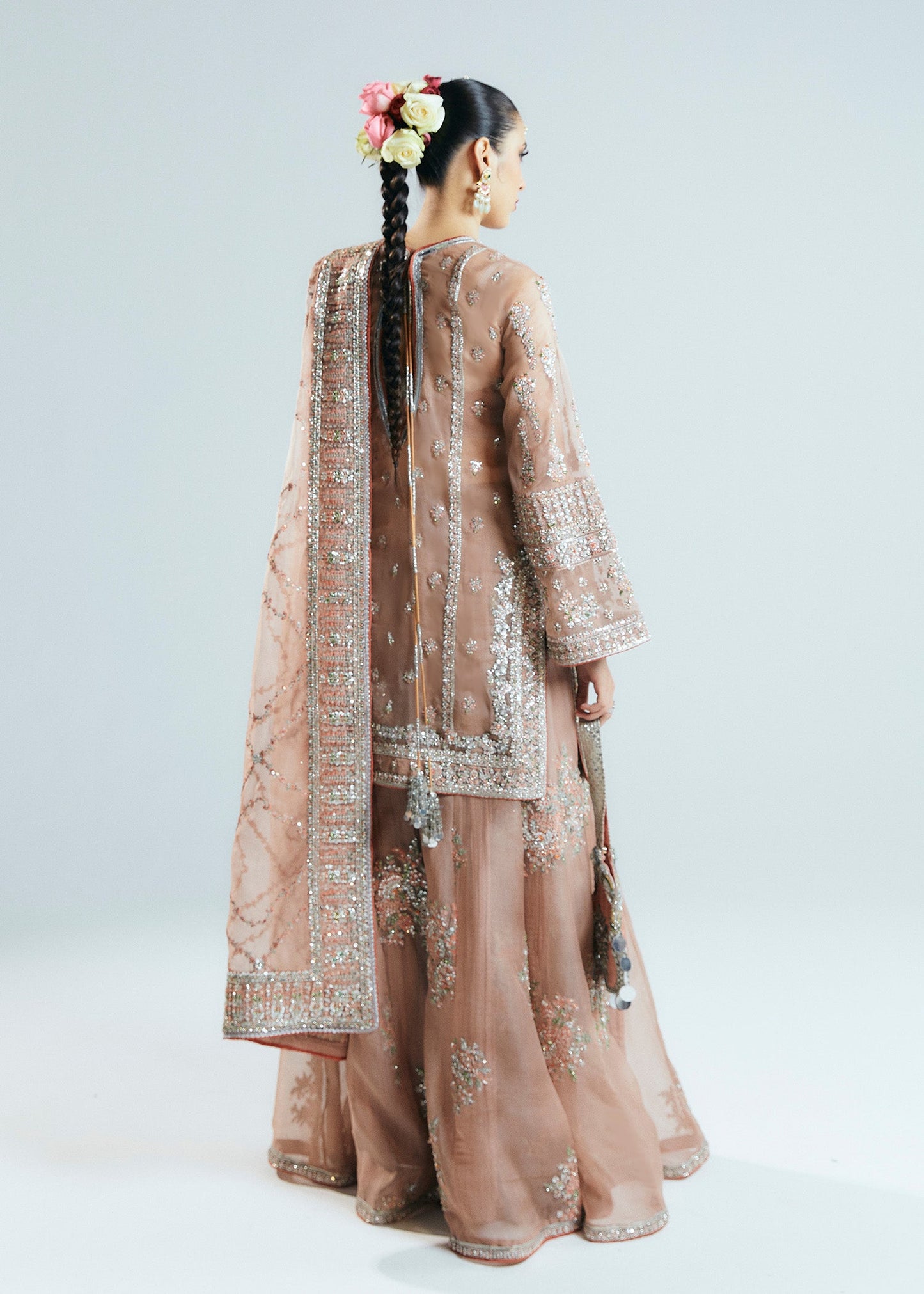 HUSSAIN REHAR ORGANZA UNSTITCHED EMB DUNE SUIT