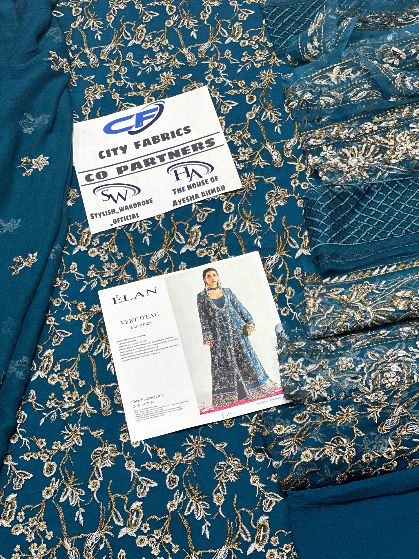 ELAN CHIFFON UNSTITCHED EMB SUIT - City Cloth House