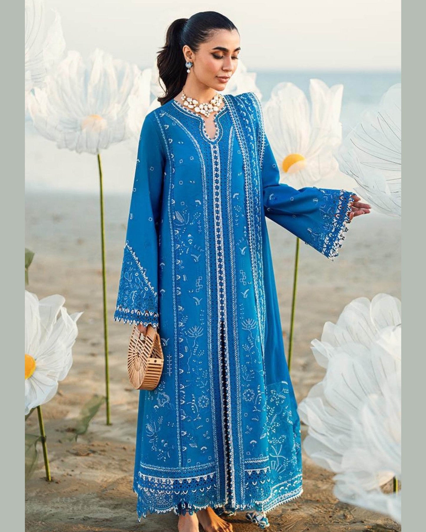QALAMKAR LAWN UNSTITCHED EMB 3PC - City Cloth House