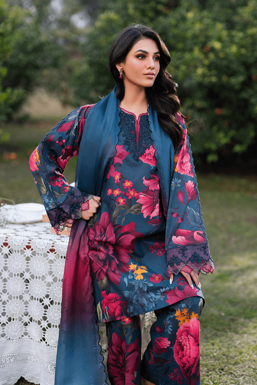 BAROQUE LAWN PRINTED UNSTICH 3PC - City Cloth House