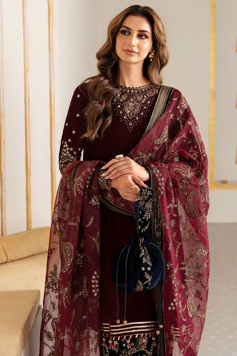 JAZMIN VELVET UNSTITCHED EMB 3PC