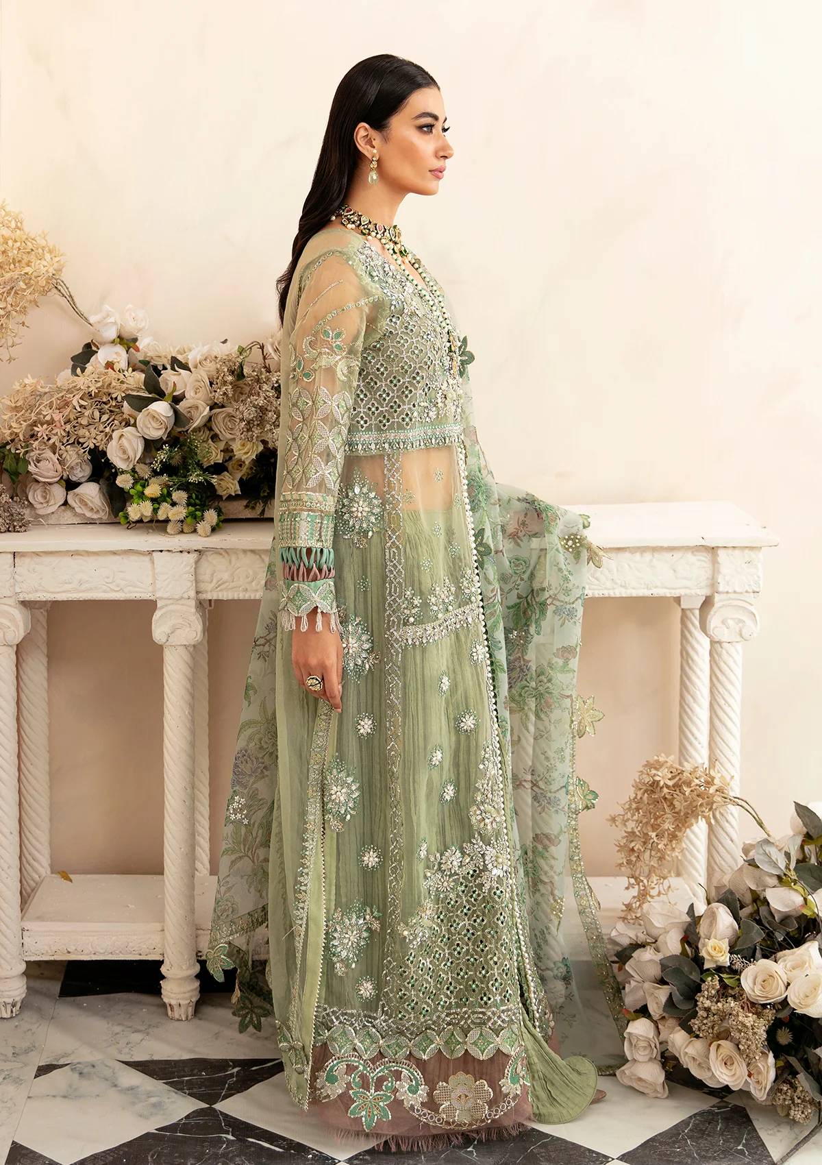 ELAF ORGANZA UNSTITCHED EMB SUIT
