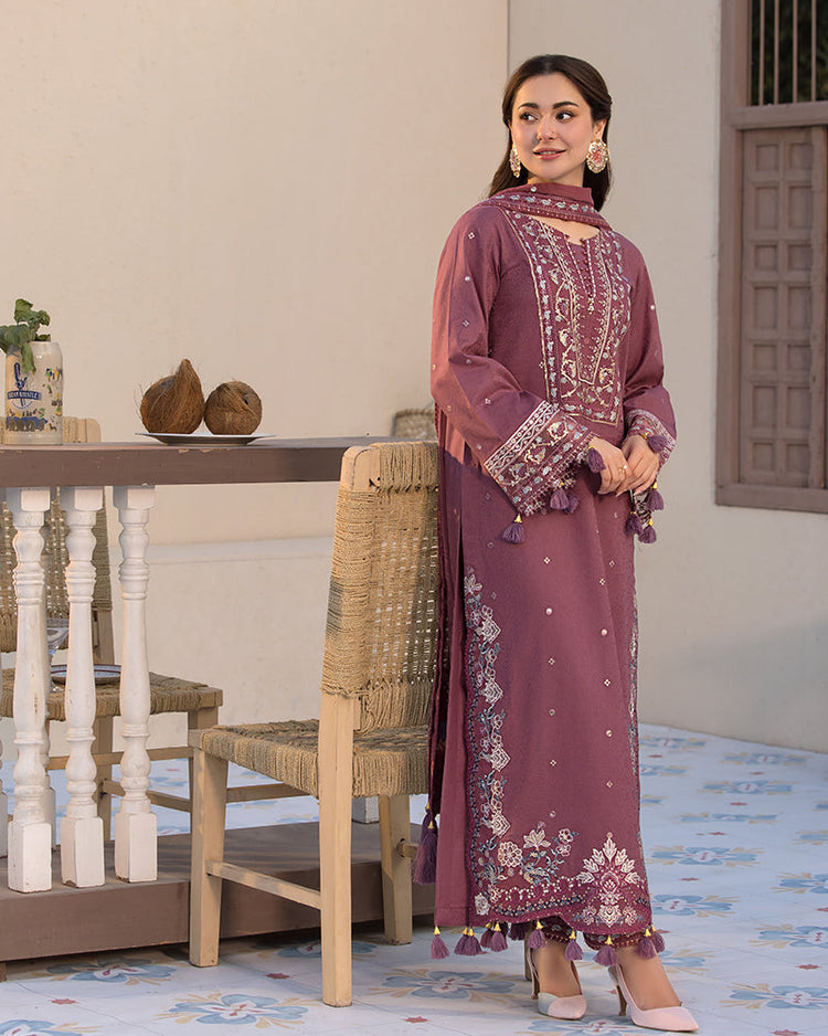 QALAMKAR DHANAK UNSTITCHED EMB 3PC