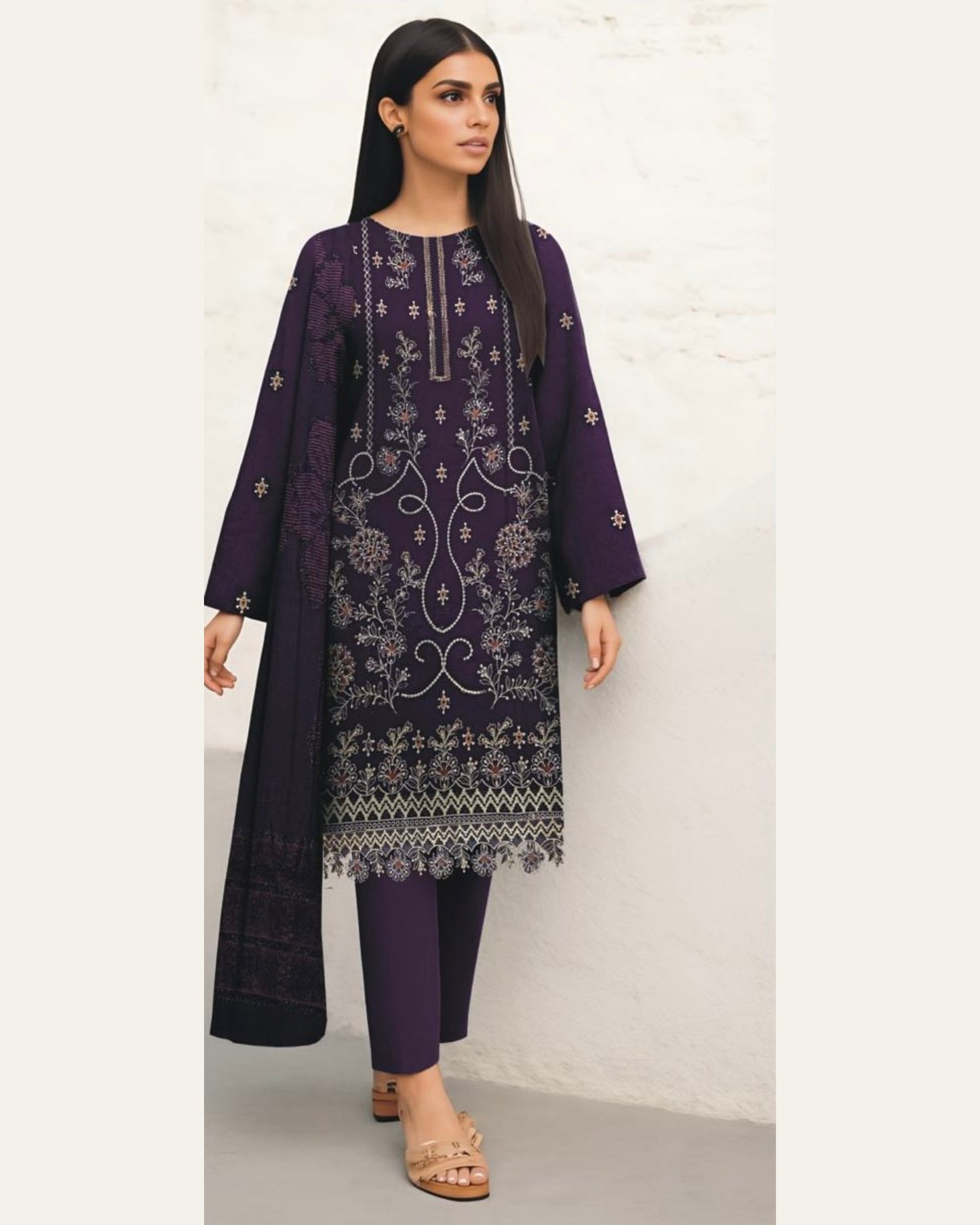 MIRAAL VOL#2 DHANAK UNSTITCHED EMB 3PC