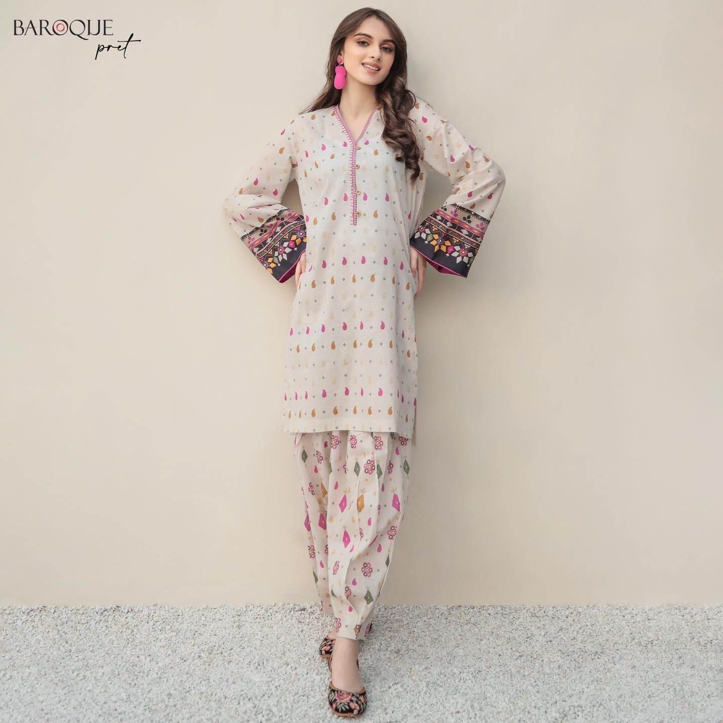BAROQUE LINEN UNSTITCHED EMB 2PC - City Cloth House