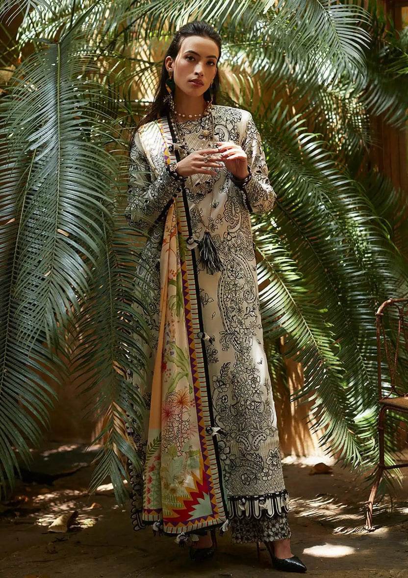 ELAN LAWN UNSTITCH EMB 3PC KAlA (ELR-07-A) - City Cloth House