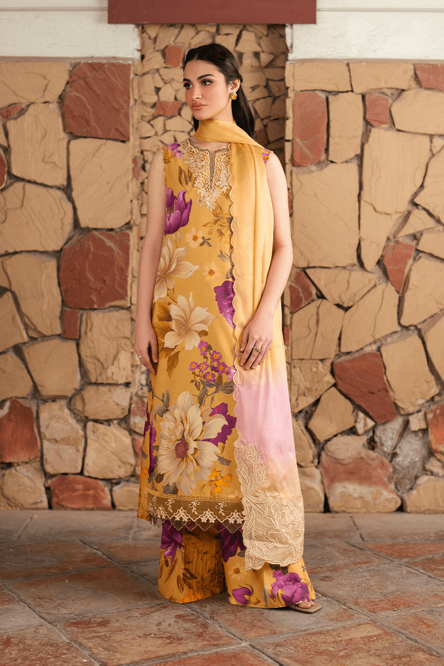BAROQUE LAWN PRINTED UNSTICH 3PC - City Cloth House