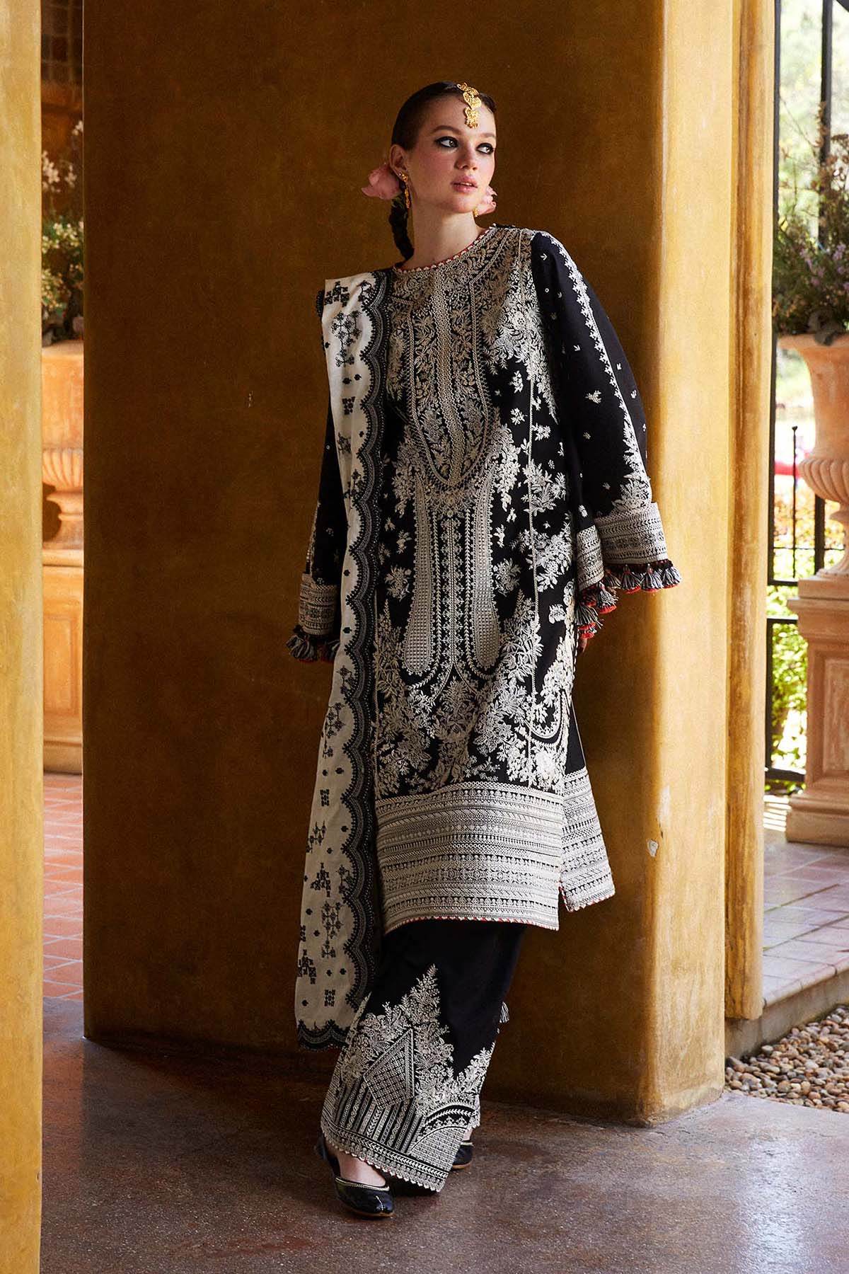 HUSSAIN REHAR LAWN UNSTITCH EMB 3PC SHAMS-KS004 - City Cloth House