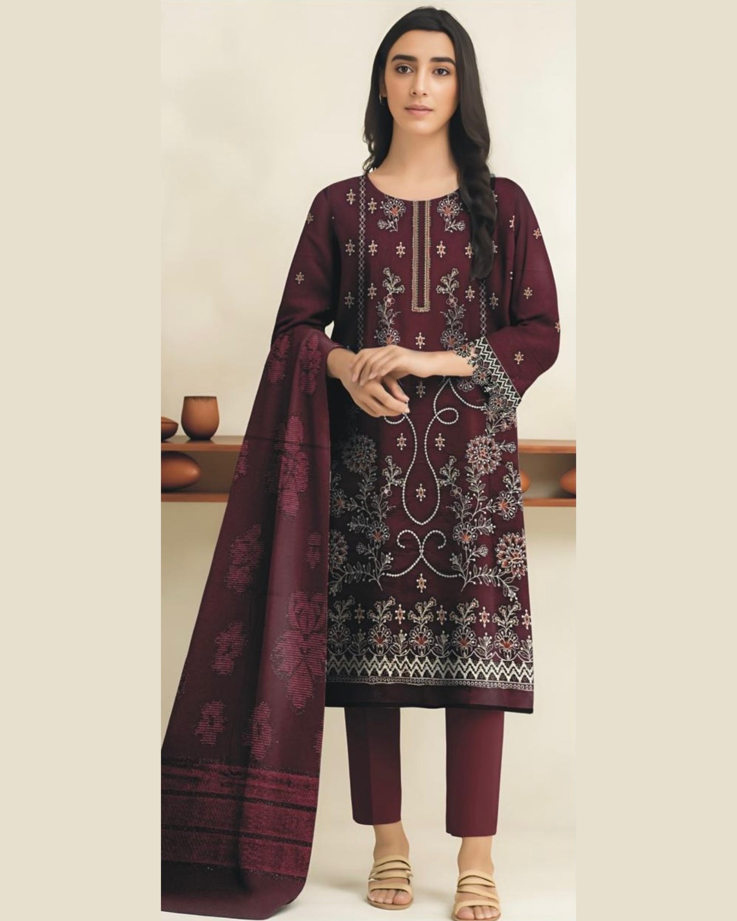 MIRAAL VOL#2 DHANAK UNSTITCHED EMB 3PC