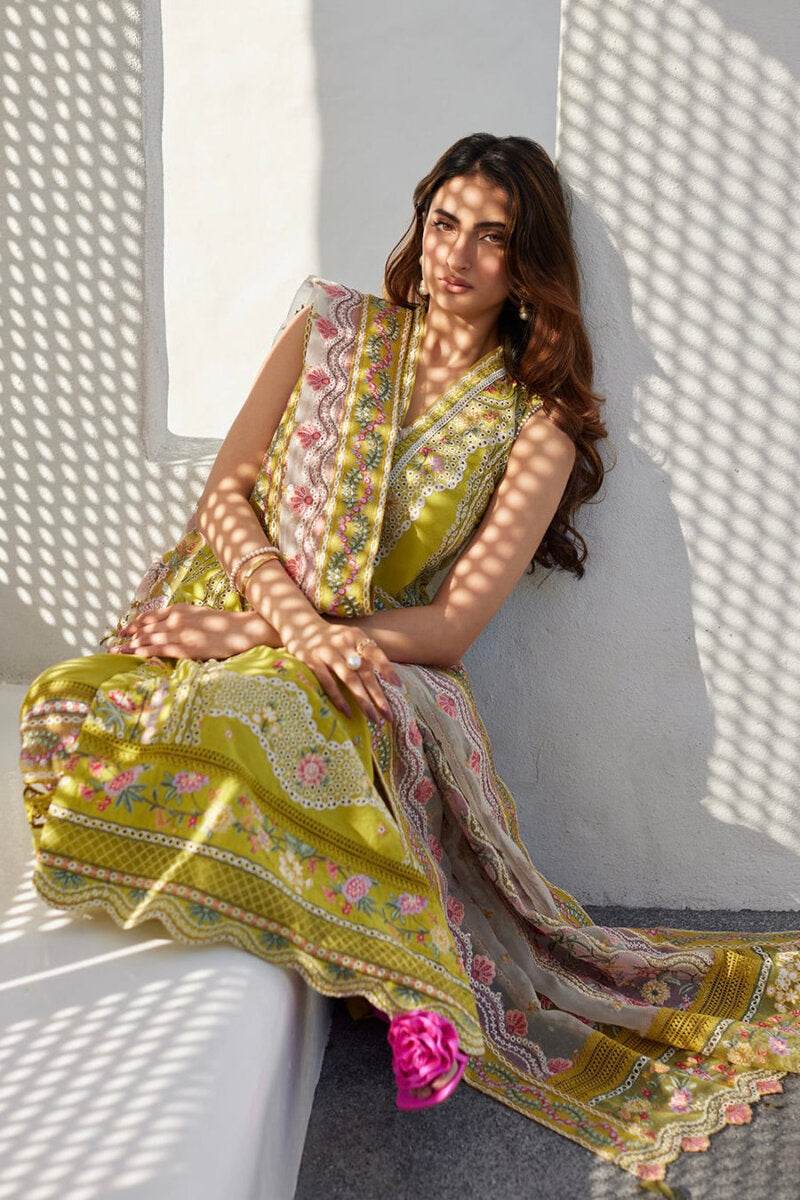 FAIZA SAQLAIN LAWN UNSTITCH EMB 3PC ESTERA-NARGIS-B - City Cloth House