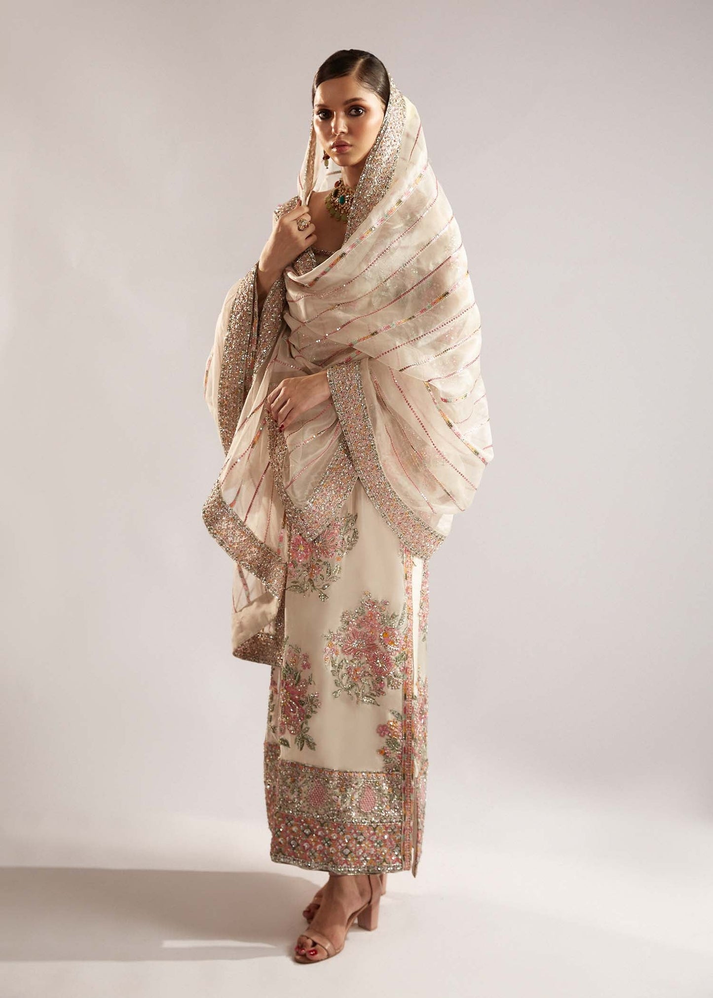 HUSSAIN REHAR ORGANZA UNSTITCHED EMB EURU SUIT