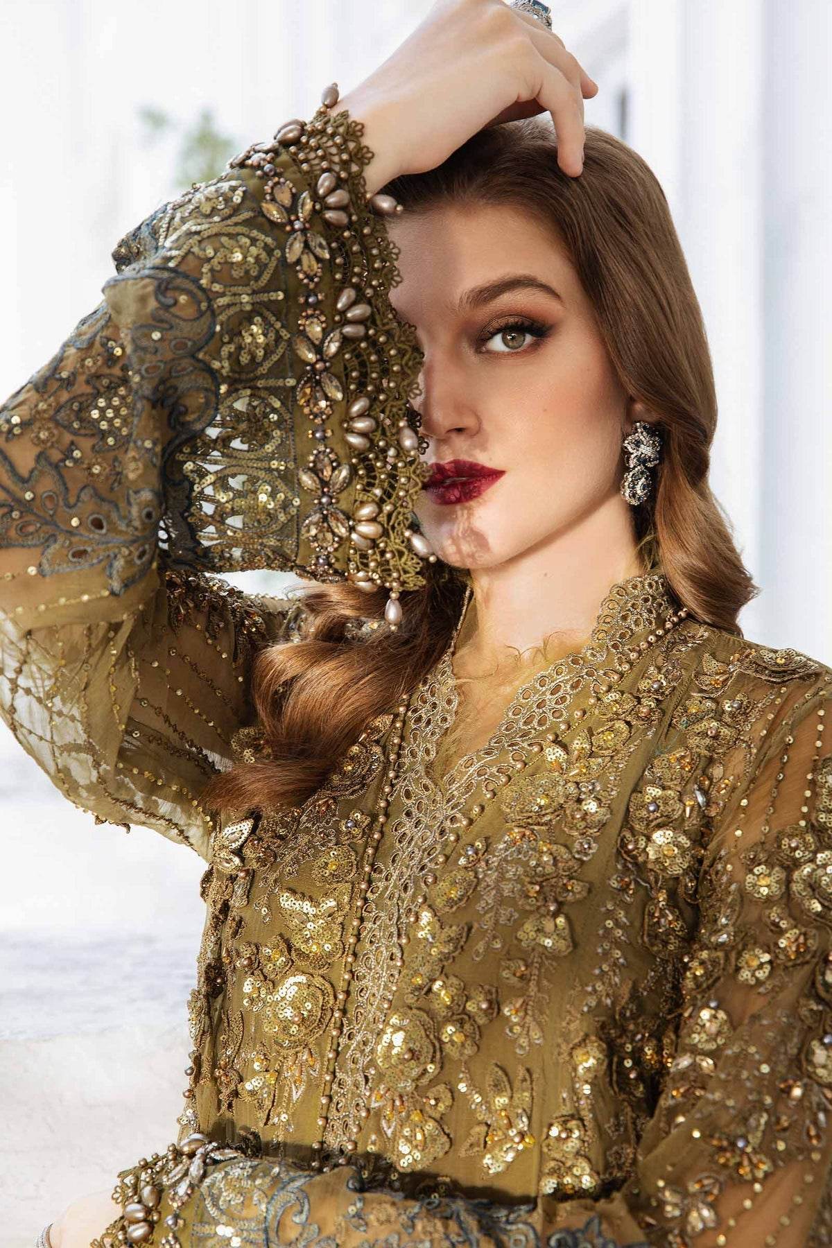 MARIA.B CHIFFON UNSTITCHED EMB SUIT - City Cloth House