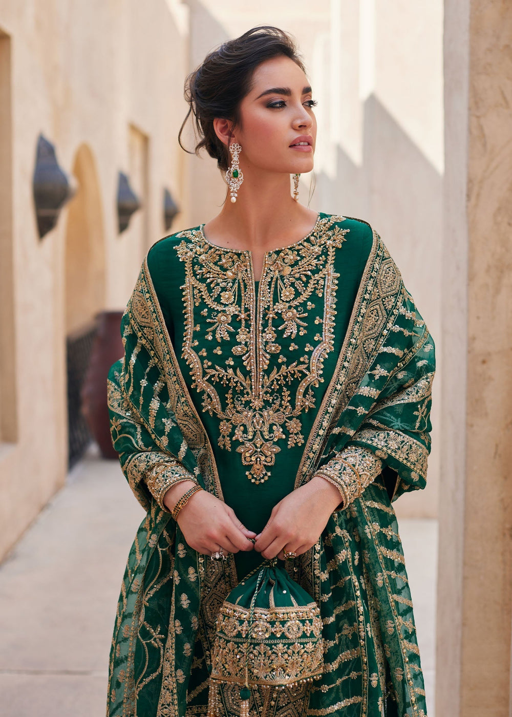 KANWAL MALIK KOREAN SILK UNSTITCHED EMB SUIT LAIRA