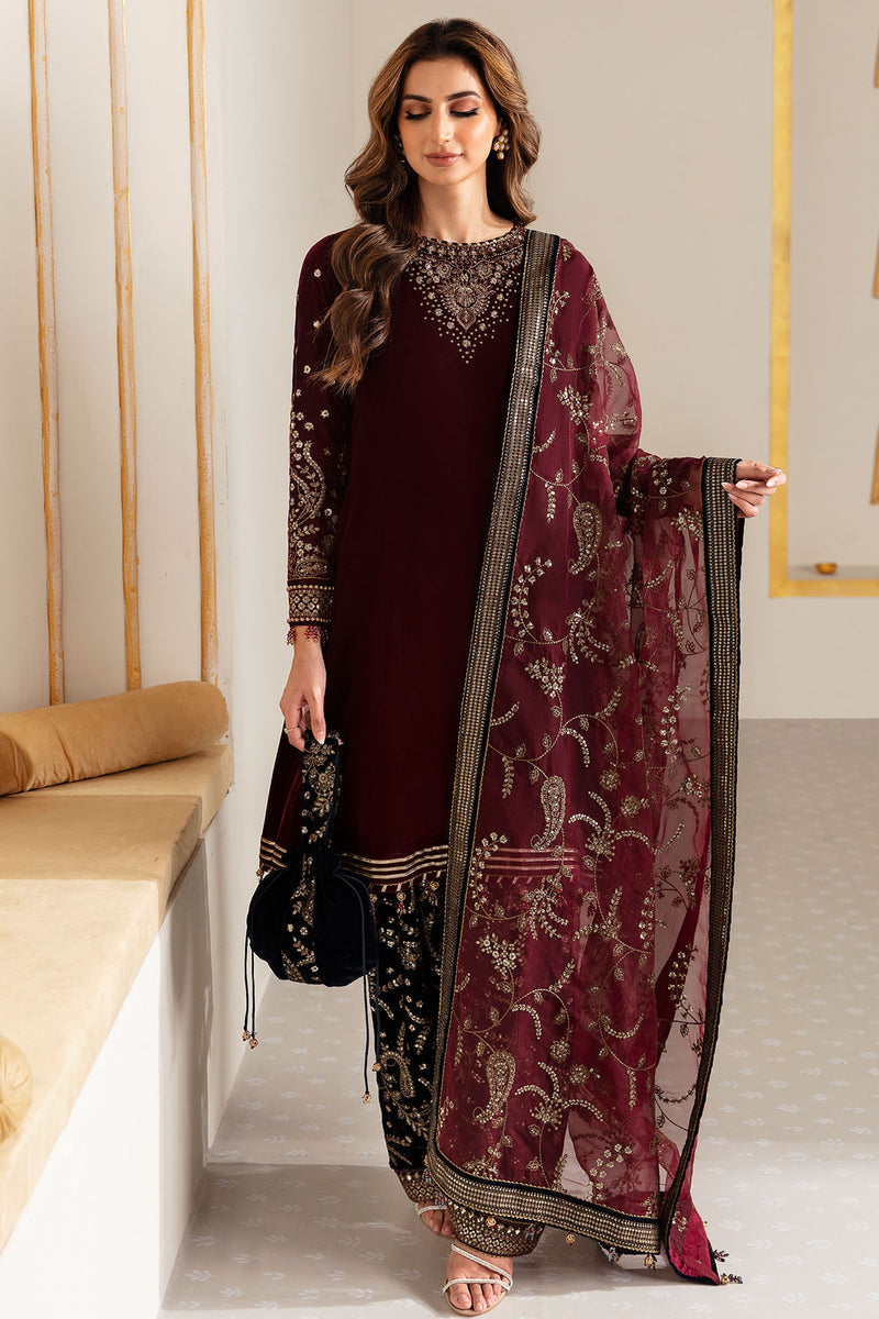 JAZMIN VELVET UNSTITCHED EMB 3PC