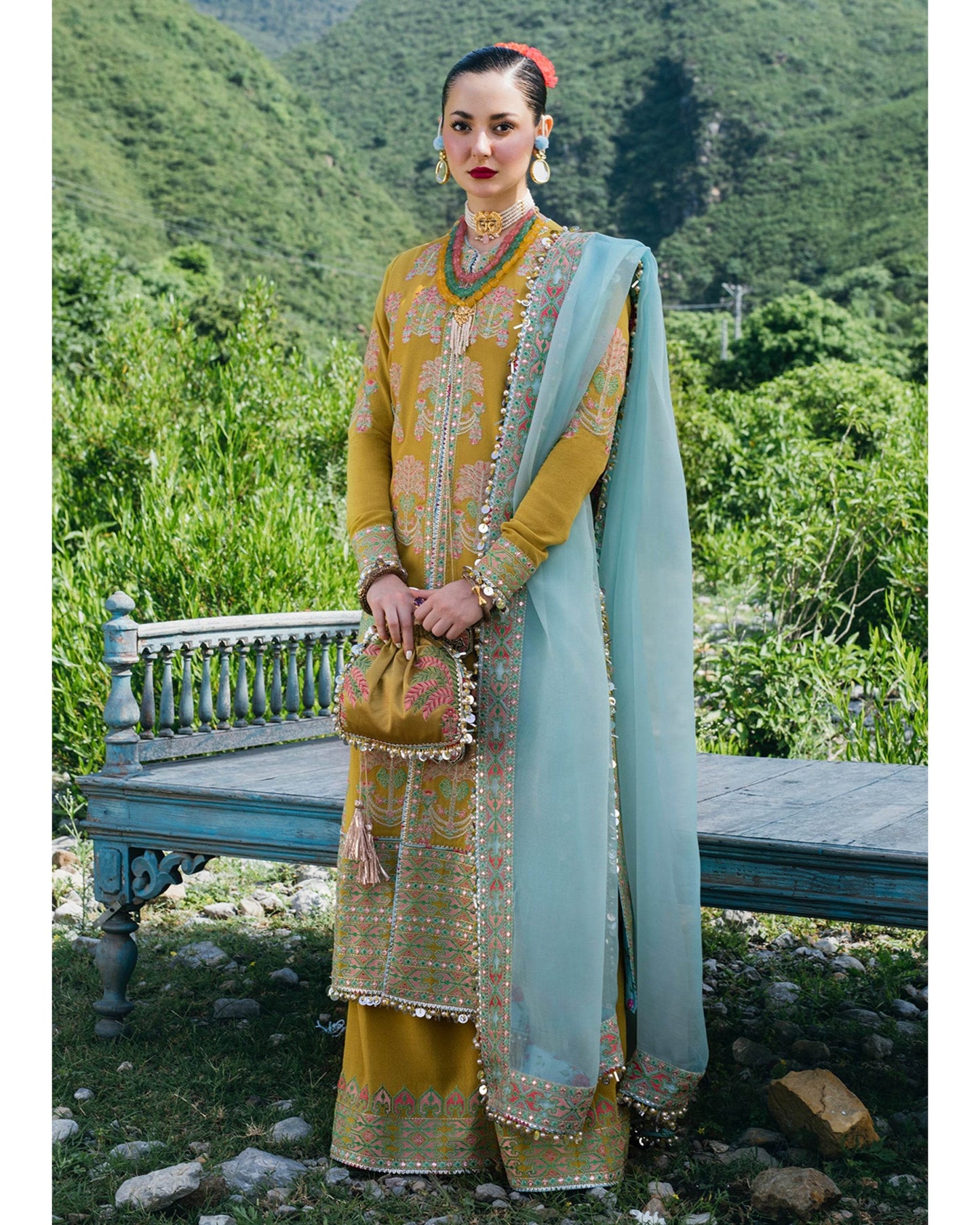 HUSNAIN REHAR KARANDI UNSTICHED EMB 3PC - City Cloth House