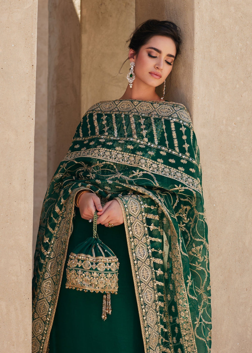 KANWAL MALIK KOREAN SILK UNSTITCHED EMB SUIT LAIRA