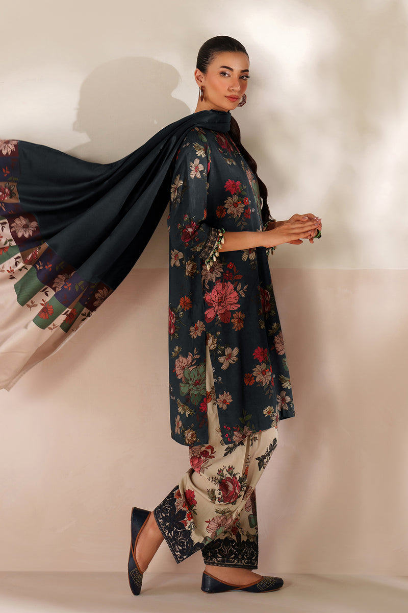 BAROQUE LINEN PRINTED UNSTICHED 3PC