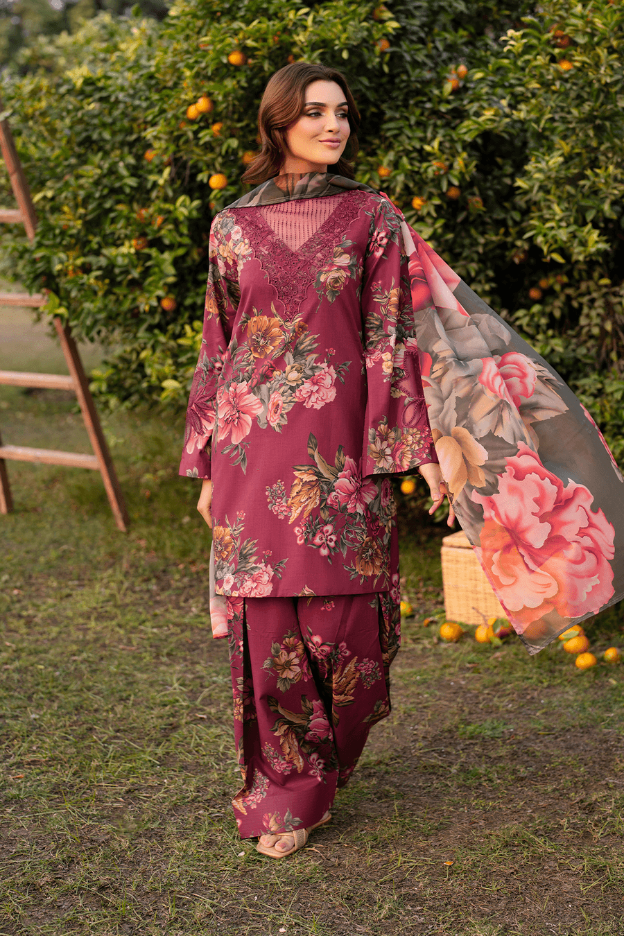 BAROQUE LAWN PRINTED UNSTICH 3PC - City Cloth House