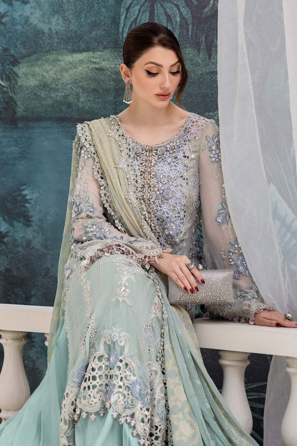 MARIA.B CHIFFON UNSTITCHED EMB D-8 SUIT