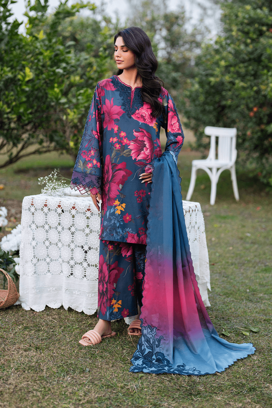 BAROQUE LAWN PRINTED UNSTICH 3PC - City Cloth House