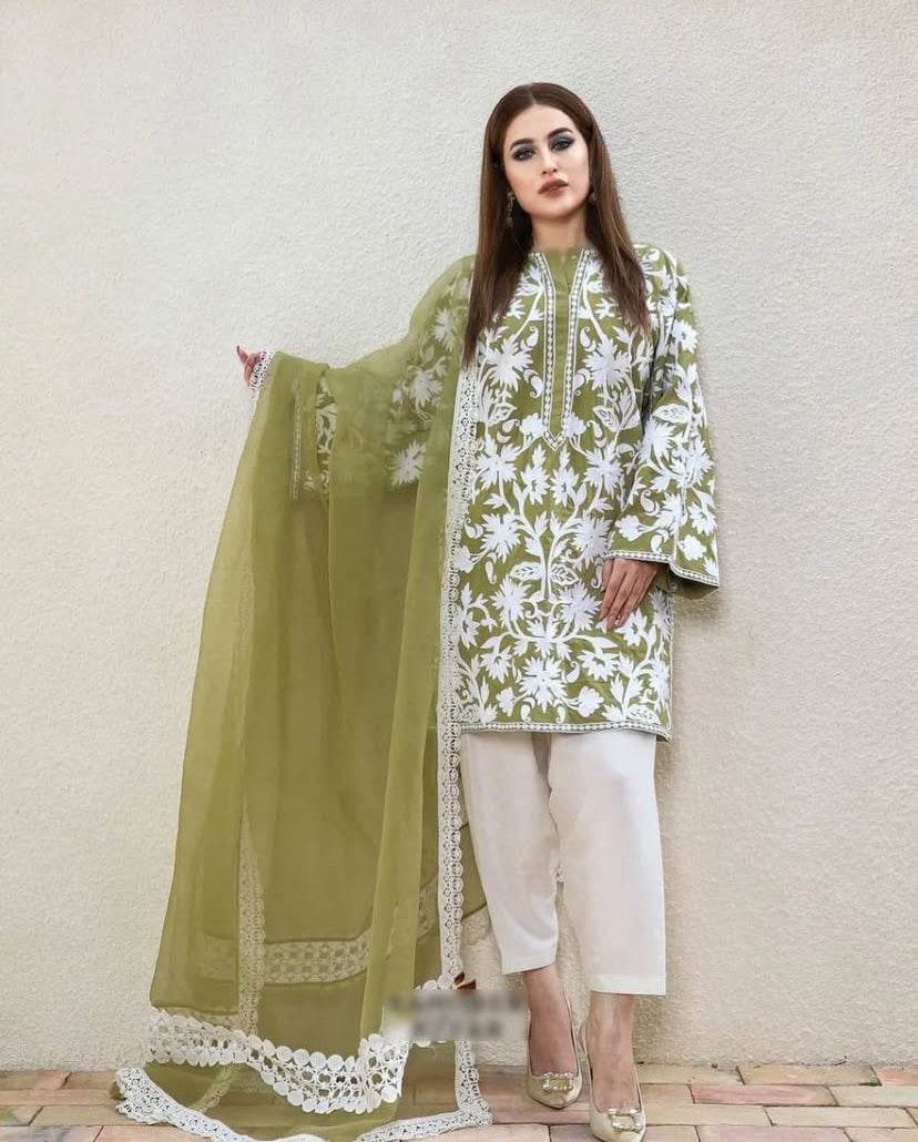 AGHA NOOR LINEN UNSTITCHED EMB 3PC - City Cloth House