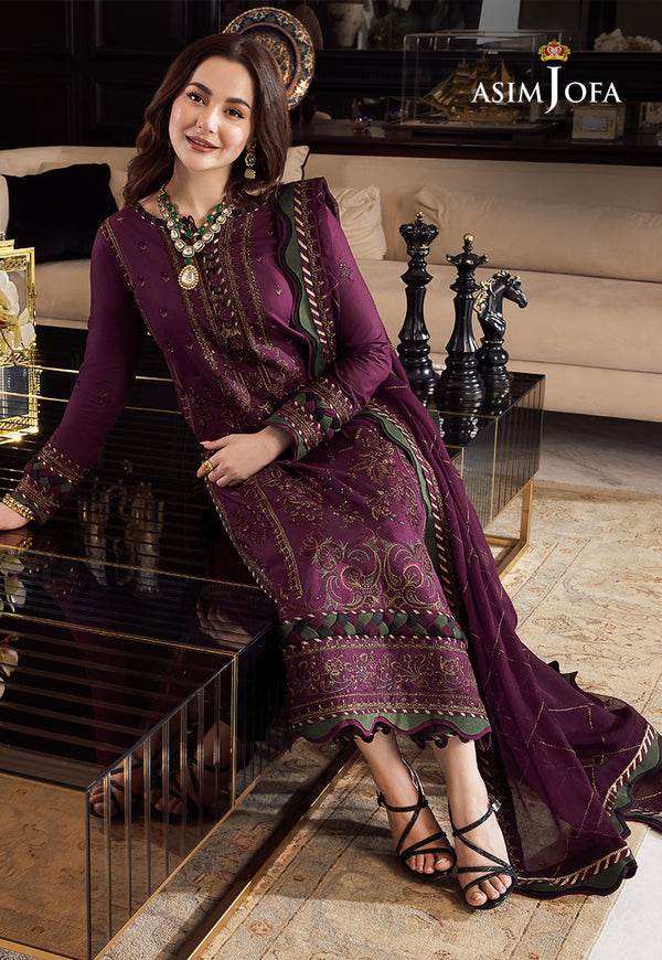 ASIM JOFA LUXURY LAWN UNSTICH EMB 3PC - City Cloth House