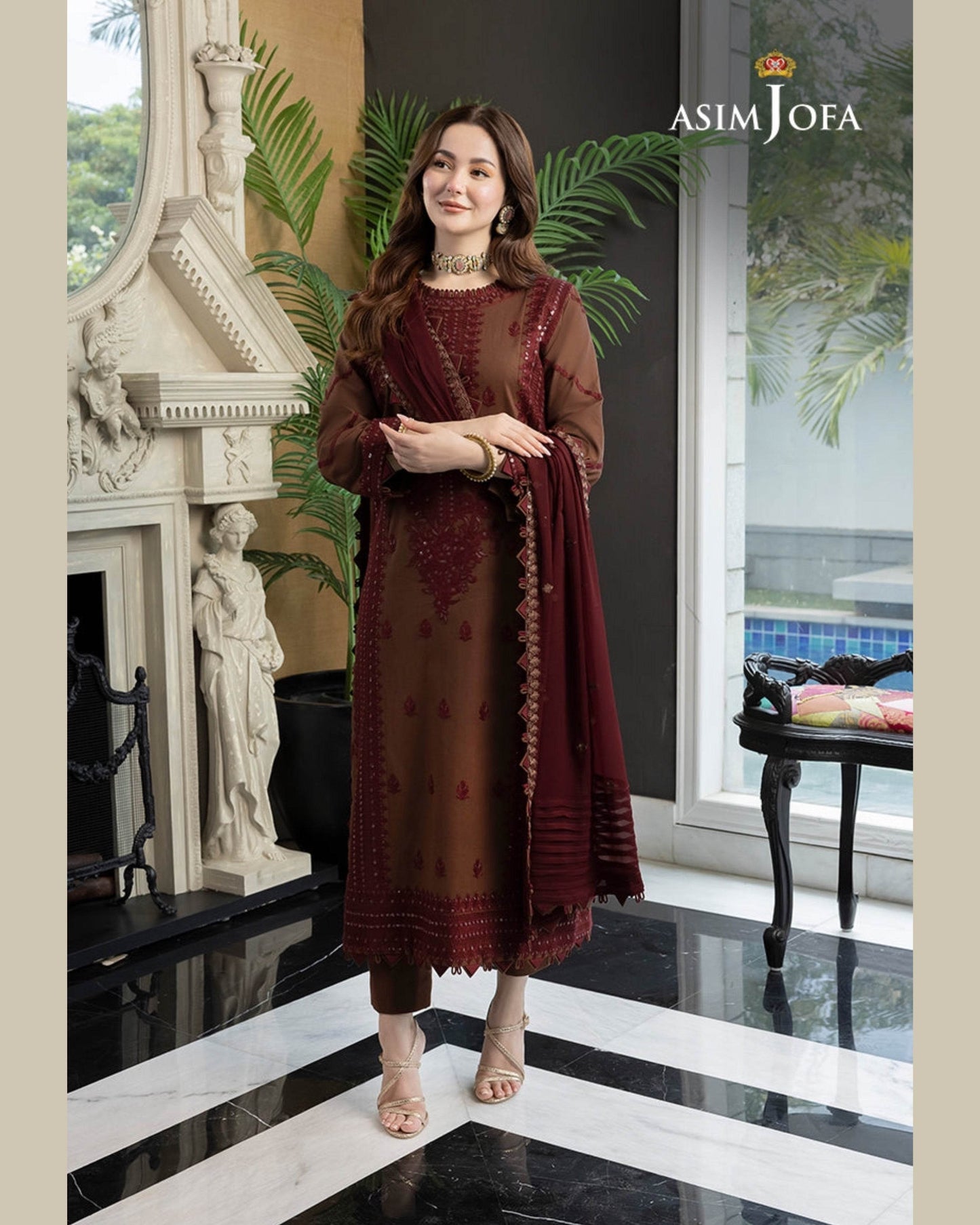 ASIM JOFA LAWN LUXURY UNSTICH EMB 3PC - City Cloth House