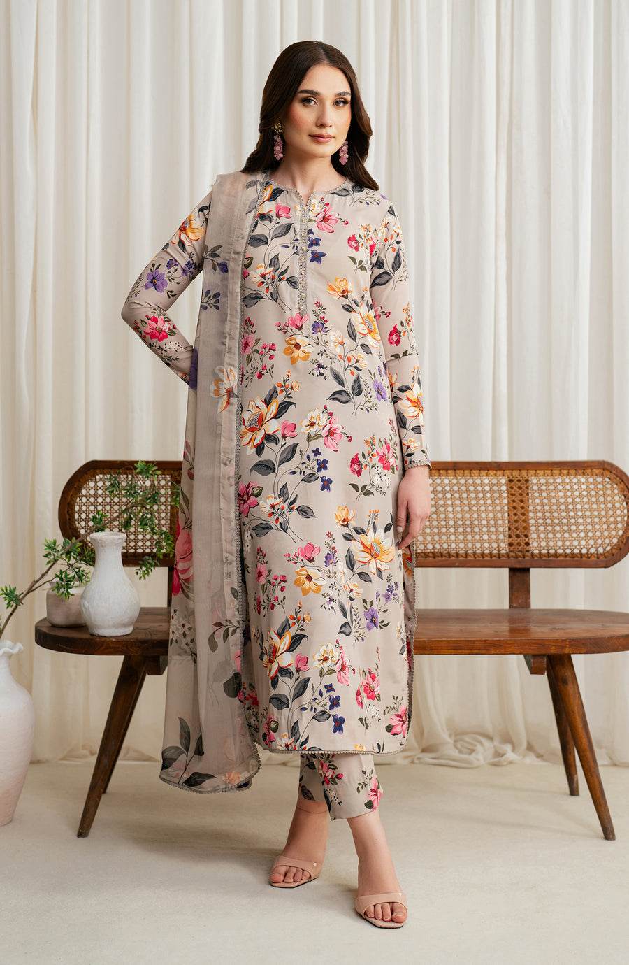 BAROQUE LAWN PRINTED UNSTICH 3PC - City Cloth House