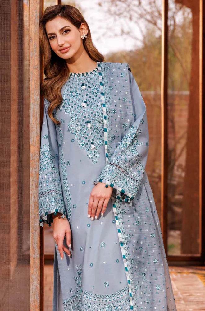 FARASHA LAWN LUXURY UNSTICH EMB 3PC - City Cloth House