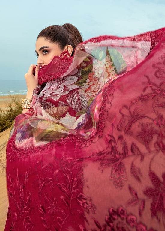 CRIMSON LAWN UNSTITCH EMB 3PC LILLIE DE JONG-CHERRY (3A) - City Cloth House