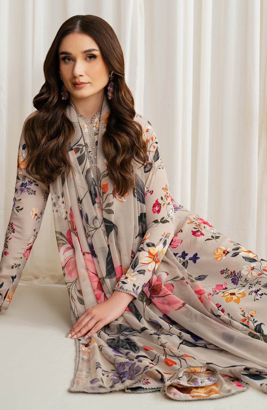 BAROQUE LAWN PRINTED UNSTICH 3PC - City Cloth House
