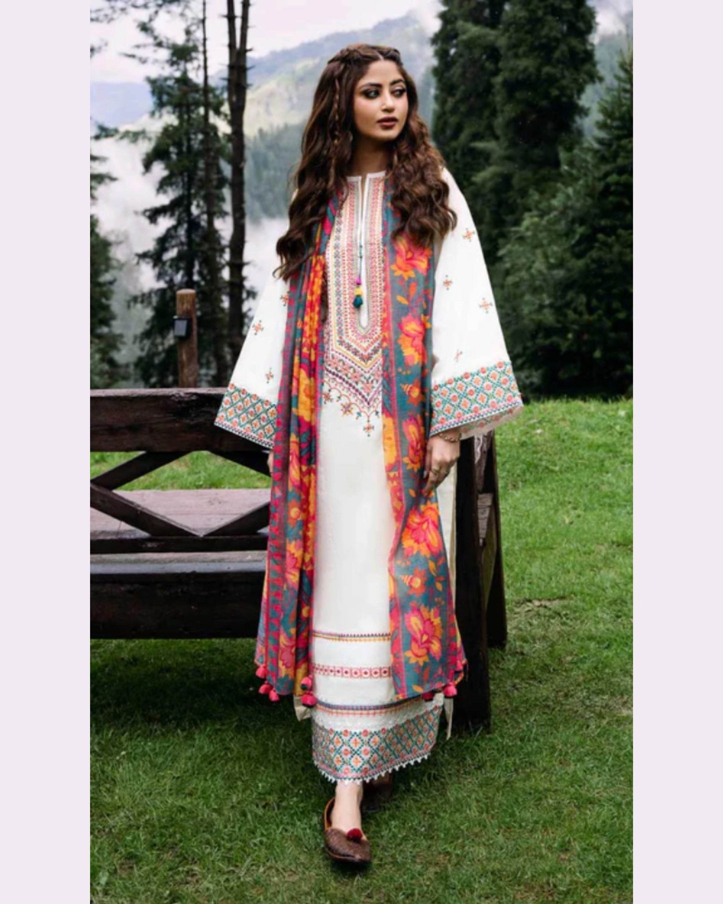 ZARA SHAHJAHAN LUXURY LAWN UNSTICH EMB 3PC - City Cloth House