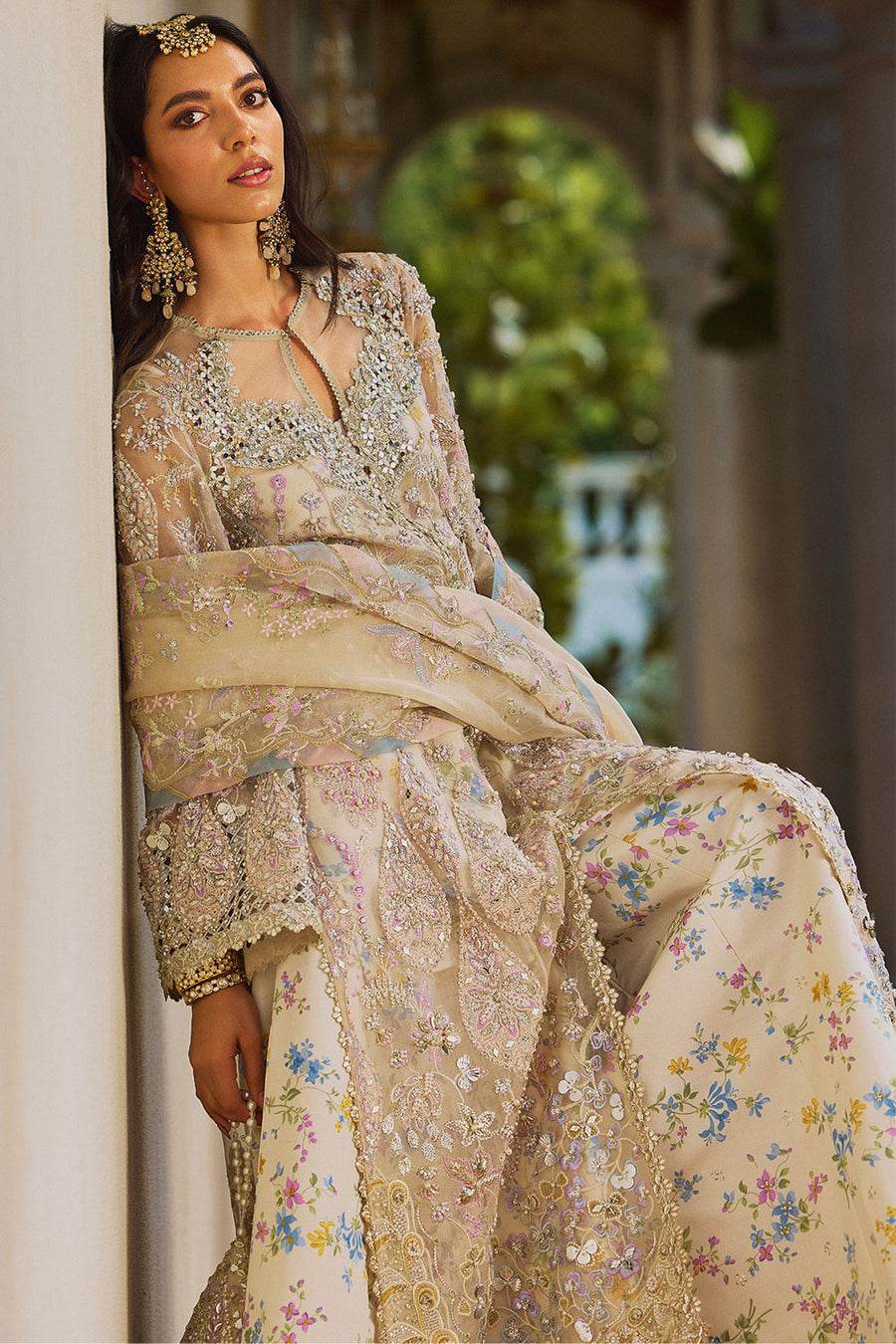 SORAYA ORGANZA UNSTITCHED EMB SUIT AZILIS - City Cloth House