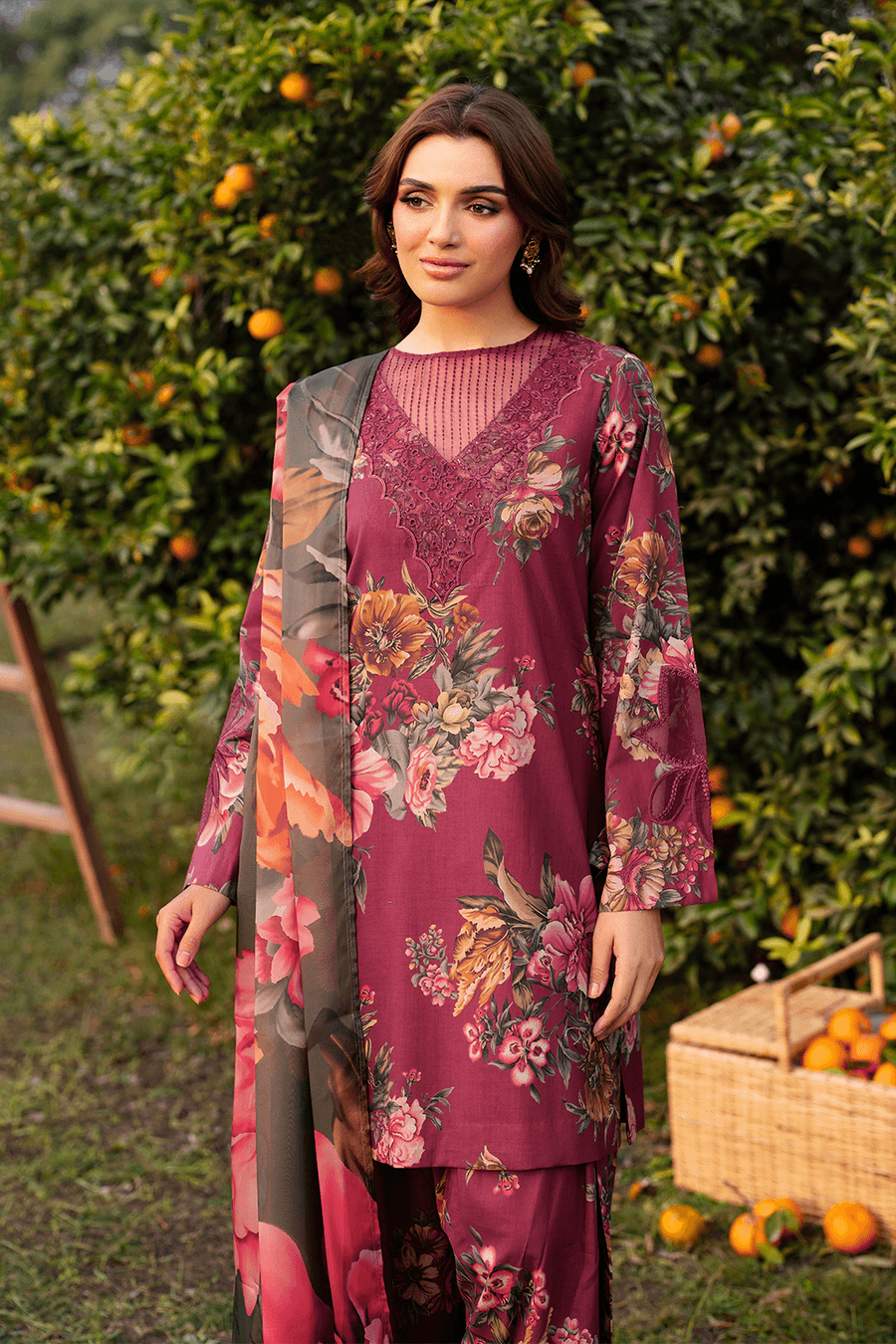 BAROQUE LAWN PRINTED UNSTICH 3PC - City Cloth House