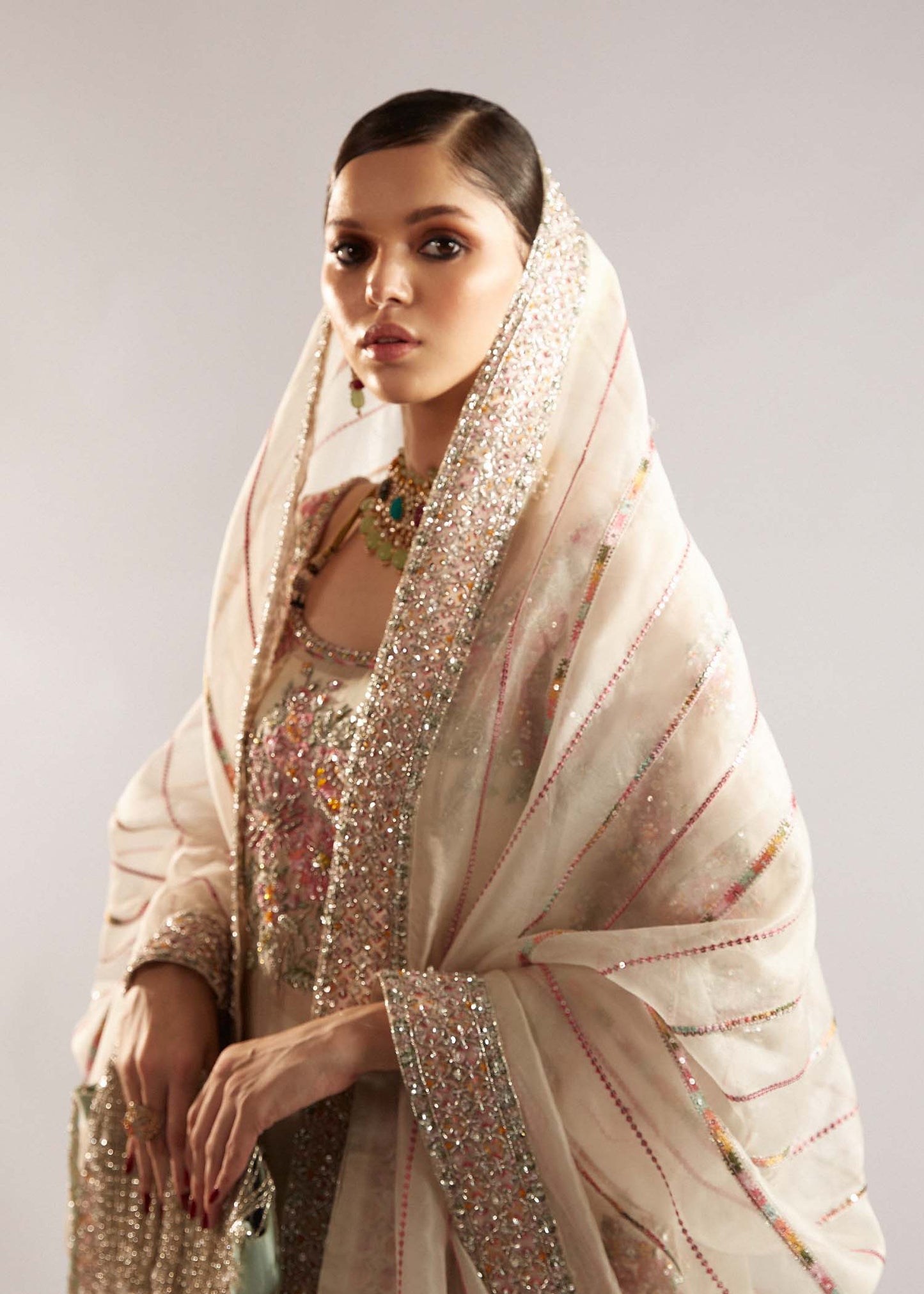 HUSSAIN REHAR ORGANZA UNSTITCHED EMB EURU SUIT