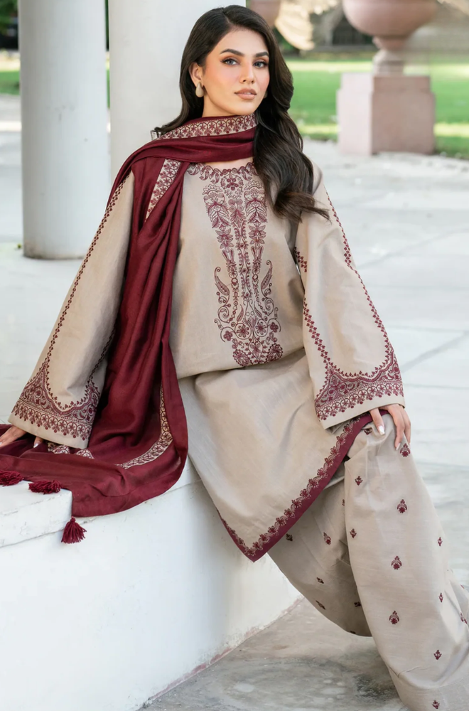BAROQUE DHANAK LUXURY UNSTITCHED EMB 3PC