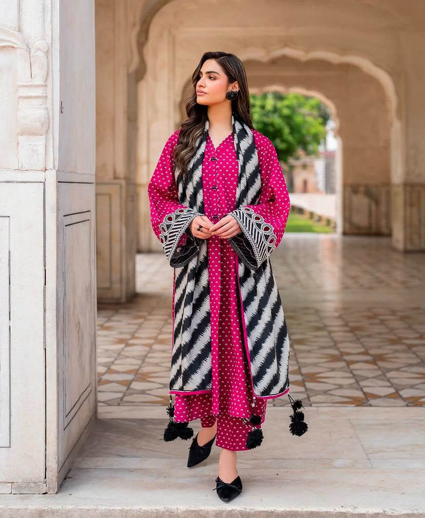 BAROQUE LAWN PRINTED UNSTICH 3PC - City Cloth House