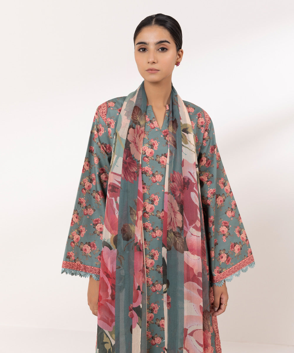 SAPPHIRE KARANDI PRINTED UNSTICHED 3PC