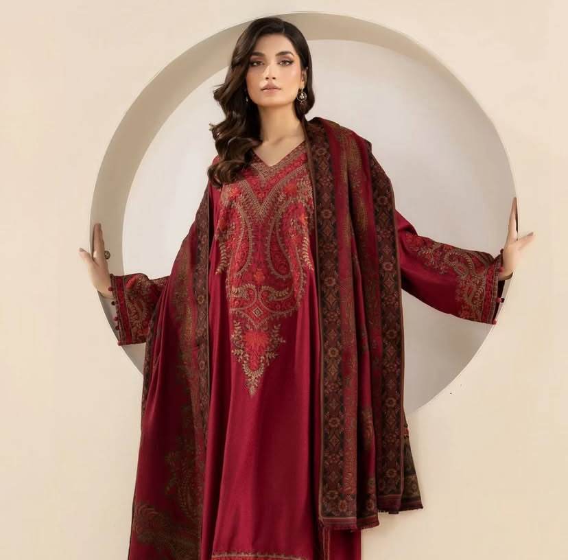 MARIA.B DHANAK UNSTITCHED EMB 3PC - City Cloth House