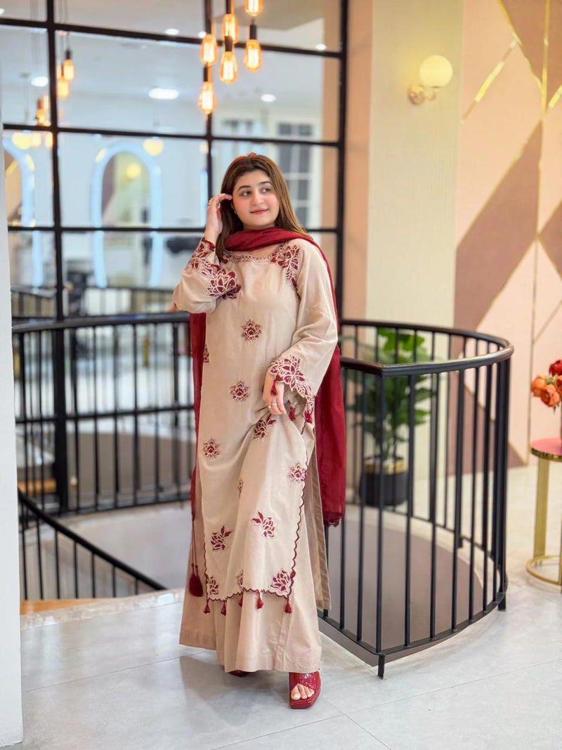 UMZAY DHANAK LUXURY UNSTITCHED EMB 3PC