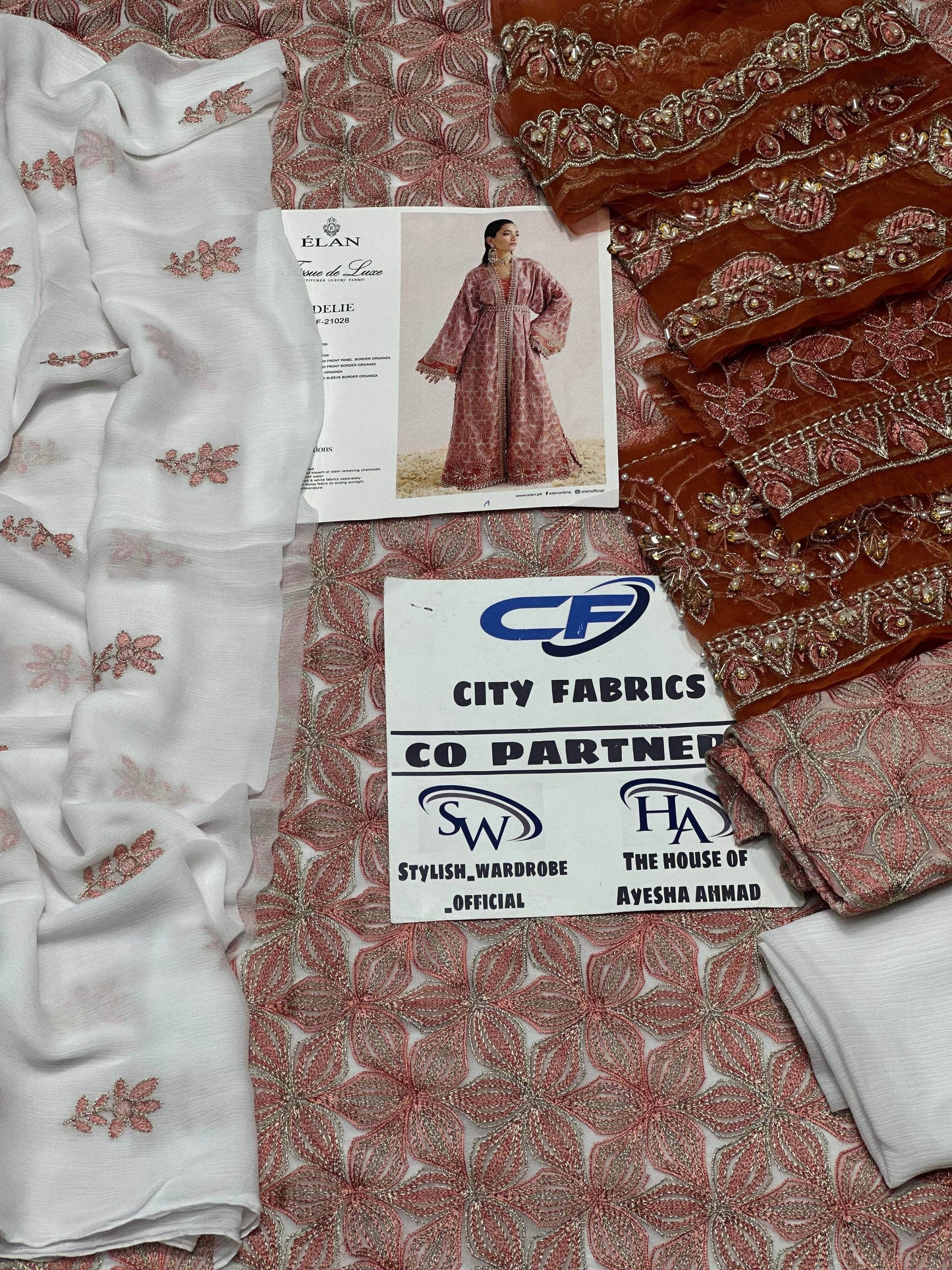 ELAN COTTON NET UNSTITCHED EMB SUIT - City Cloth House