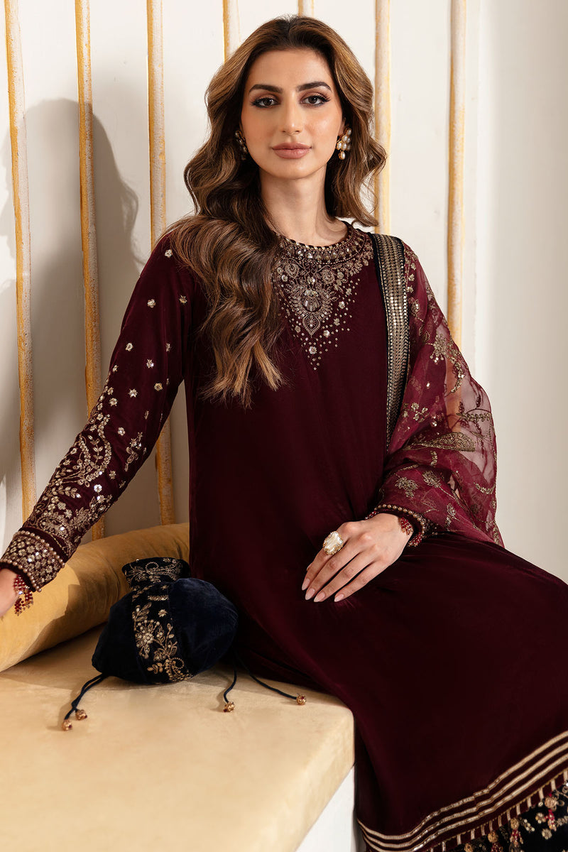 JAZMIN VELVET UNSTITCHED EMB 3PC